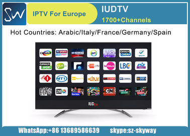 12 Months IUDTV 1700 Europe Arabic HD IPTV Subscription kodi list mag 250 V88 android tv converter box