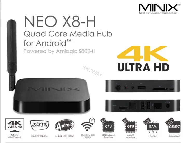 4K TV BOX Quad Core XBMC MINIX NEO X8-H Android Smart TV BOX