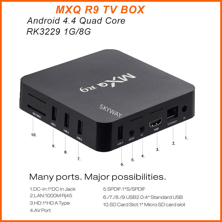 MXQ R9 4K Android TV Box RK3229 Quad Core UHD 4K 60fps Smart TV Box MXQ R9