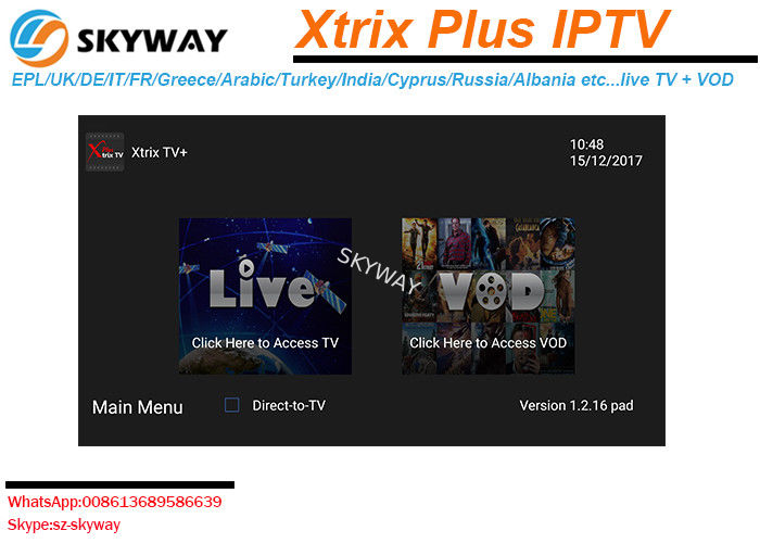 2018 word cup iptv  Xtrix Plus IPTV can watch  UK IT DE Greece Russia EPL etc channels include 1000+ live tv and vod CH