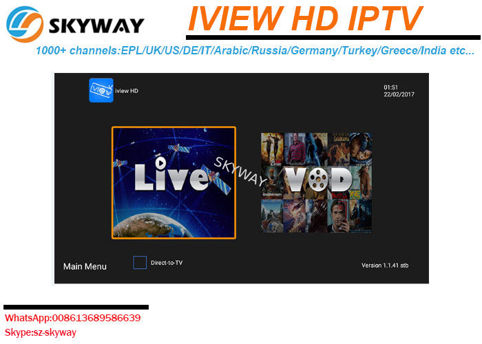 The best IPTV iview HD IPTV  to watch EPL IPTV 1000+ live Channels with VOD,Included UK Arabic Germany Greece channel