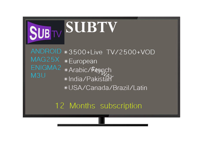 SUBTV IPTV Subscription 1 year 3400 Channels including Arabic channels Russia French Indian Pakistan USA Canada Brazil