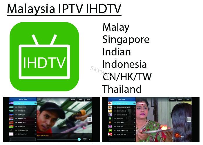 IHDTV IPTV Malaysia Singapore Live Channel Subscription for malay SG Indian indonesia Thailand