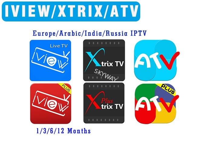 Best Europe IPTV IVIEW XTRIX ATV with UK IT USA Greece french arabic etc channels for android tv box